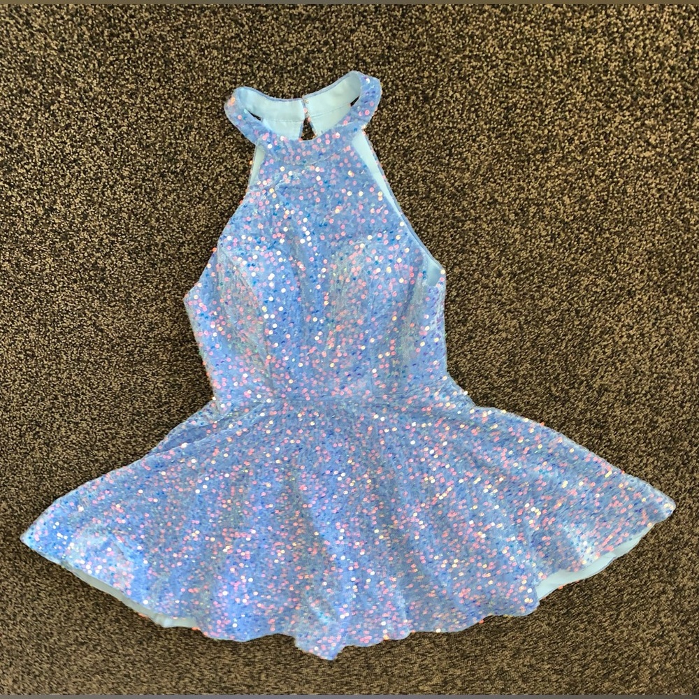 Sparkle Dress - Light Blue Sequins and Velour/Velvet - lined and has pockets